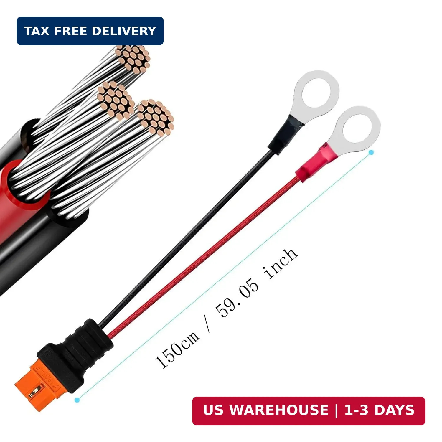 XT60i to O Ring Terminal Cable，More Than 8A，10AWG Extension Cable XT60i Female t
