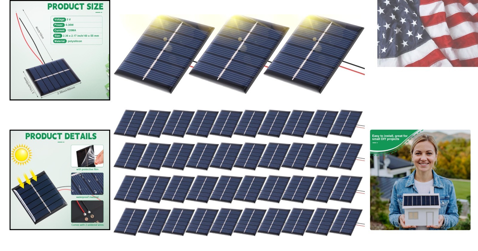 40 Pcs Mini Solar Panels 3V 120MA Small Polycrystalline Solar Cells Bulk DIY …