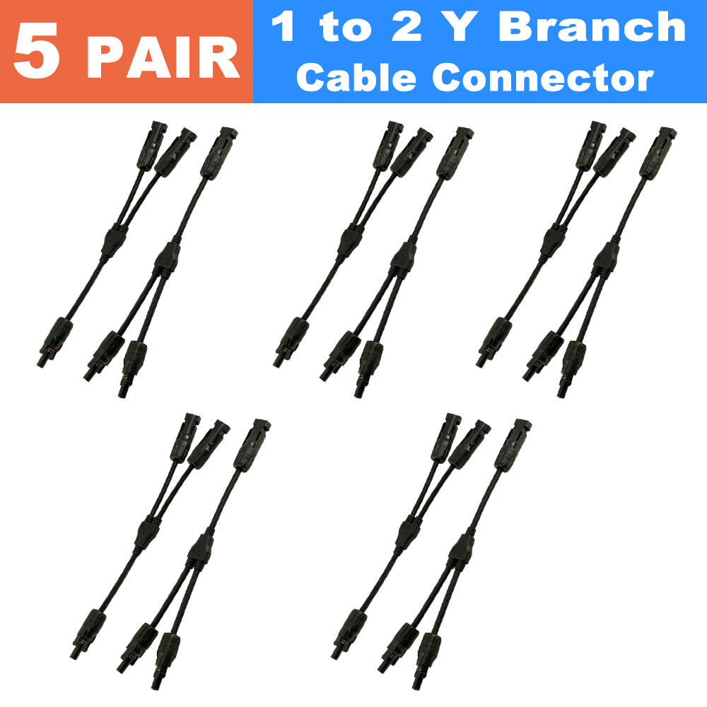 5Pairs 1 to 2Y Branch Solar Panel Cable Connectors Adapter Extension Connectors