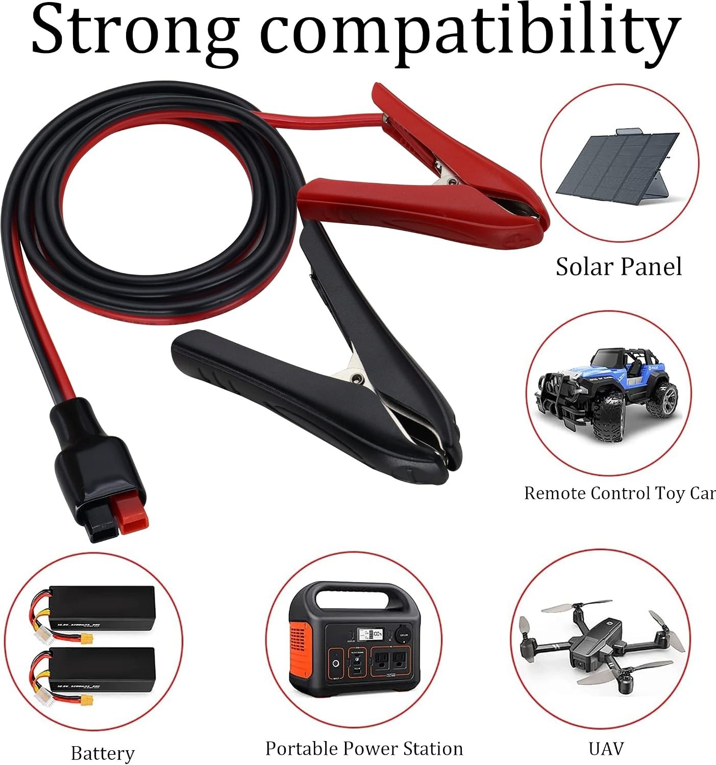 12AWG 45A Solar Connector Cable with Alligator Clips – 3.3ft Durable Power Link