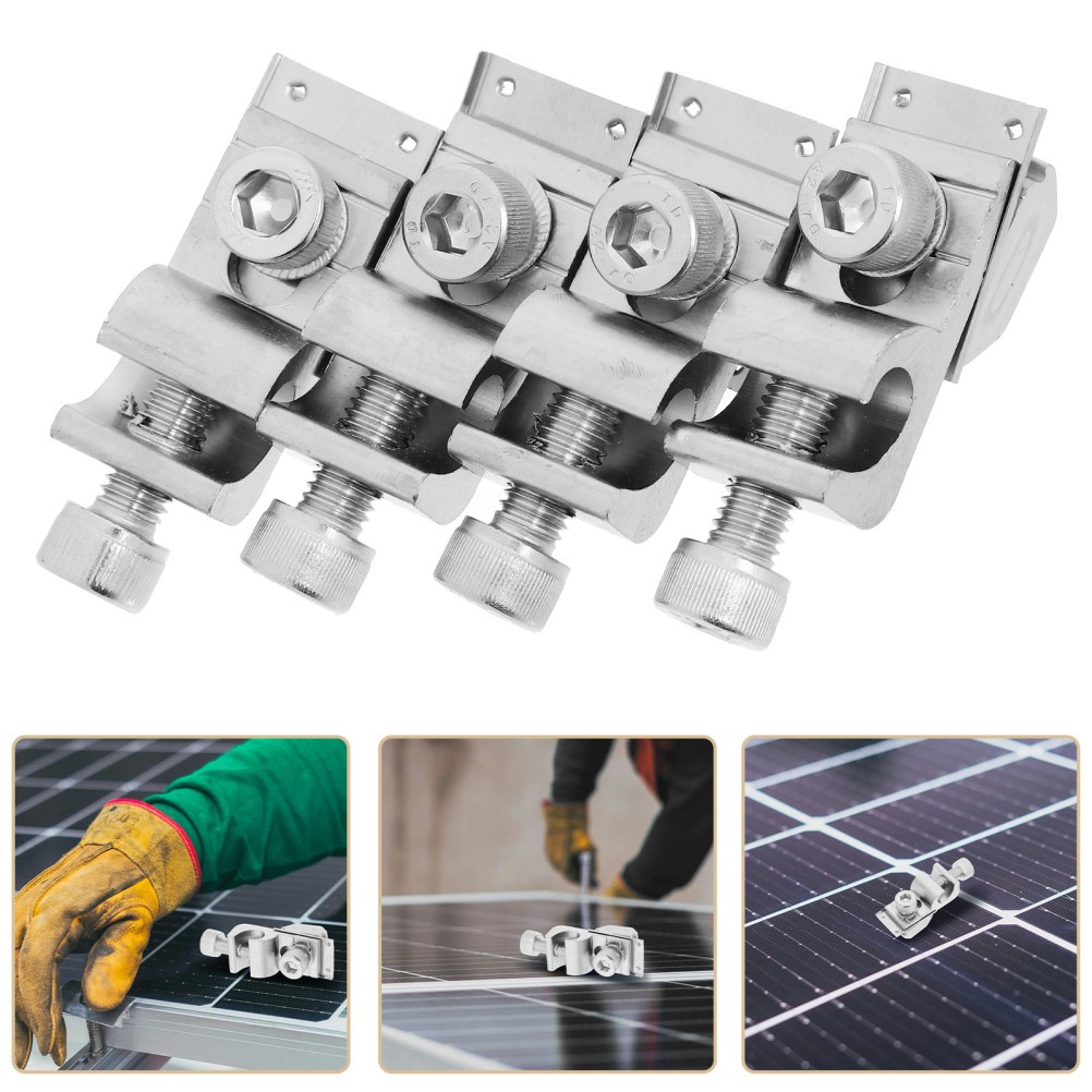 4 Pcs Solar Mounting System Accessories Aluminum Grounding Lug Wire Clamps
