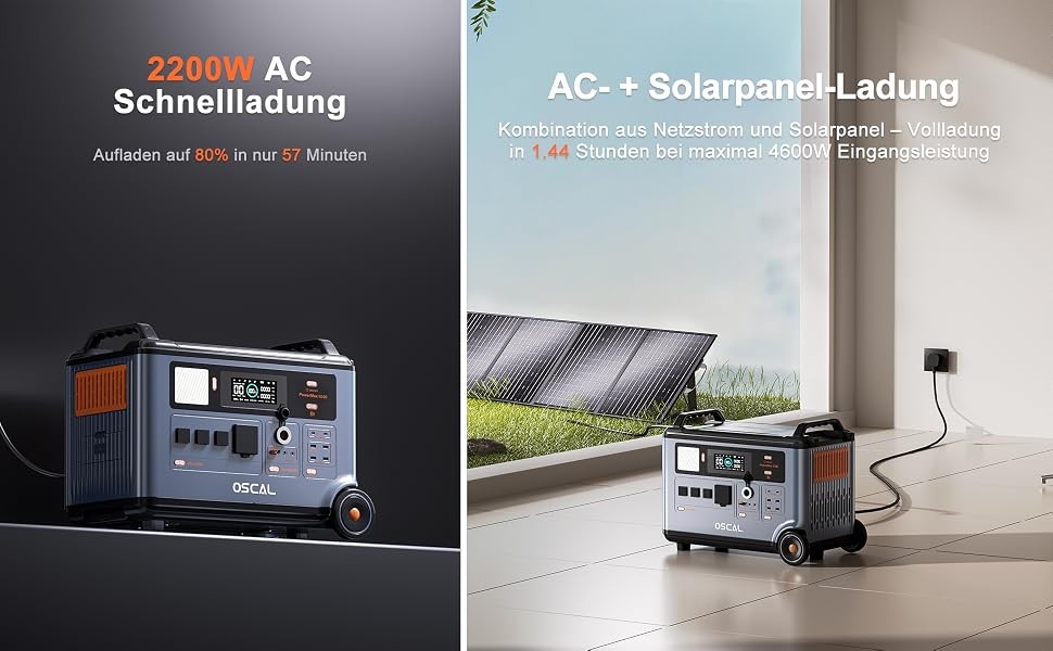 3600Wh Portable Power Station PowerMax 6000 6000W LiFePO4 Solargenerator OSCAL
