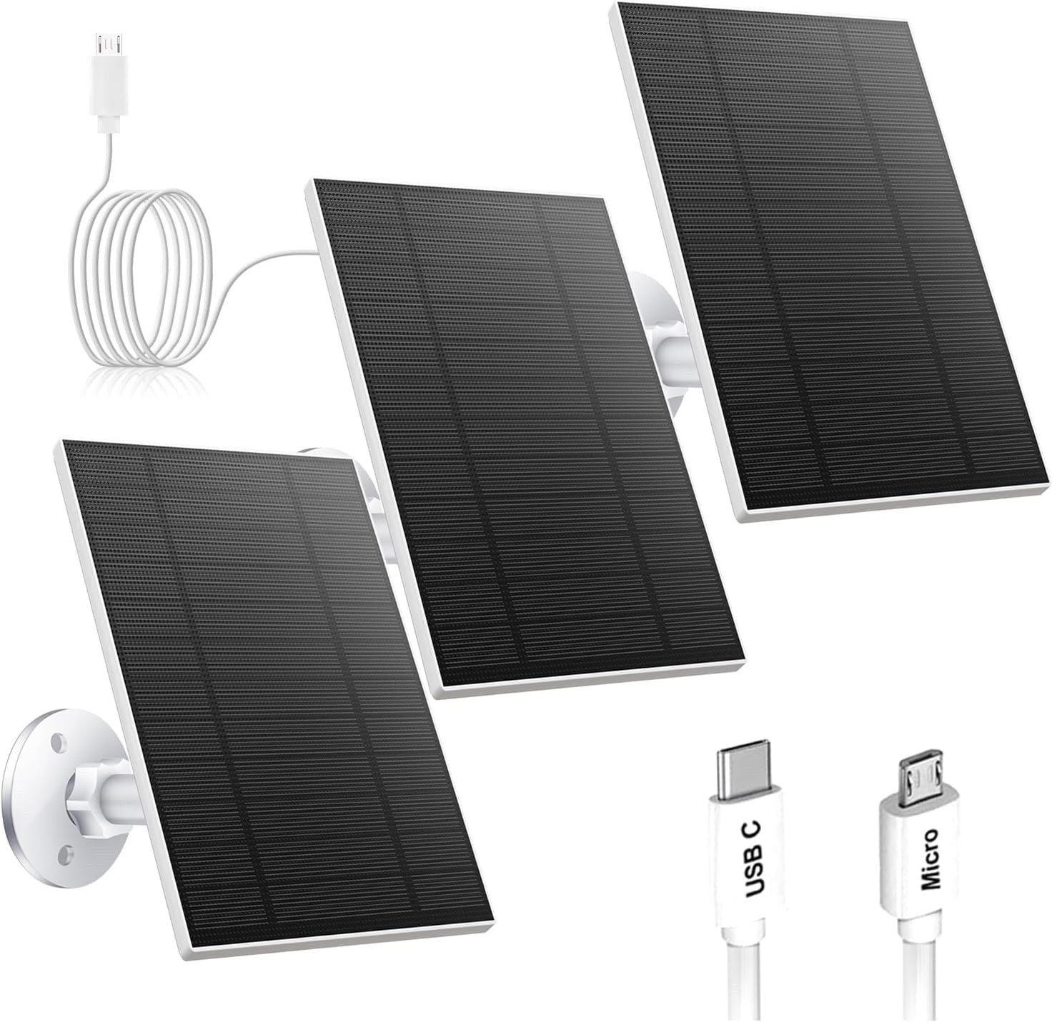 5W Solar Panel, Solar Panel with Micro USB & USB-C Port for DC 5V Outdoor