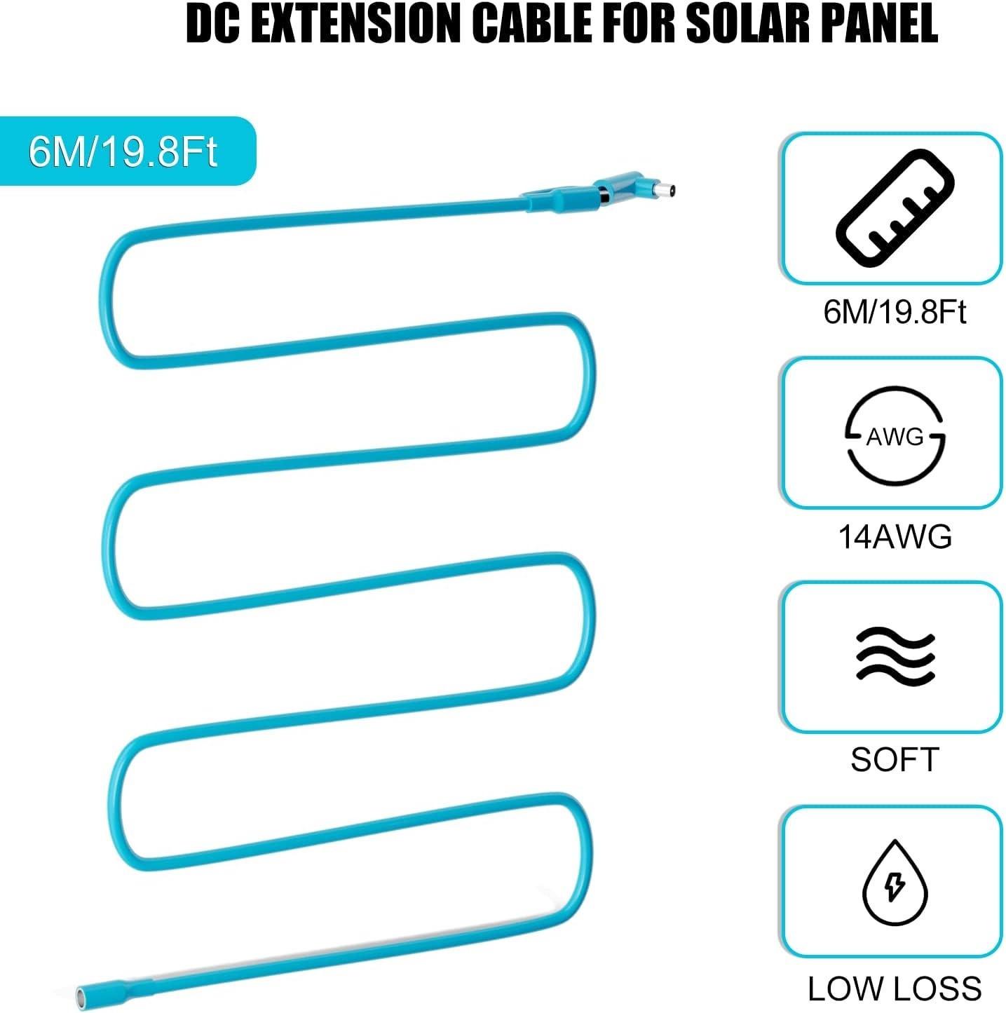 8mm Extension Cable 14awg For Solar Generators 20ft 6m Dc7909 Solar Panel Cable
