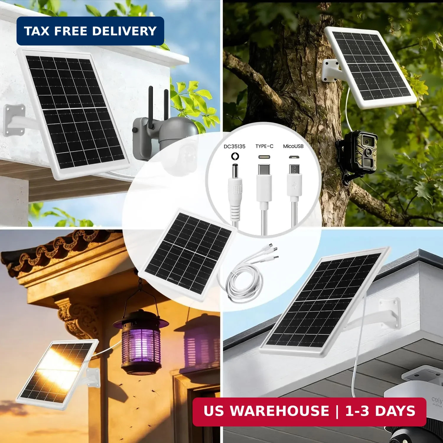 Solar Panel for Device DC 5V Type-C Micro USB DC Port builit in 12000mAh Battery