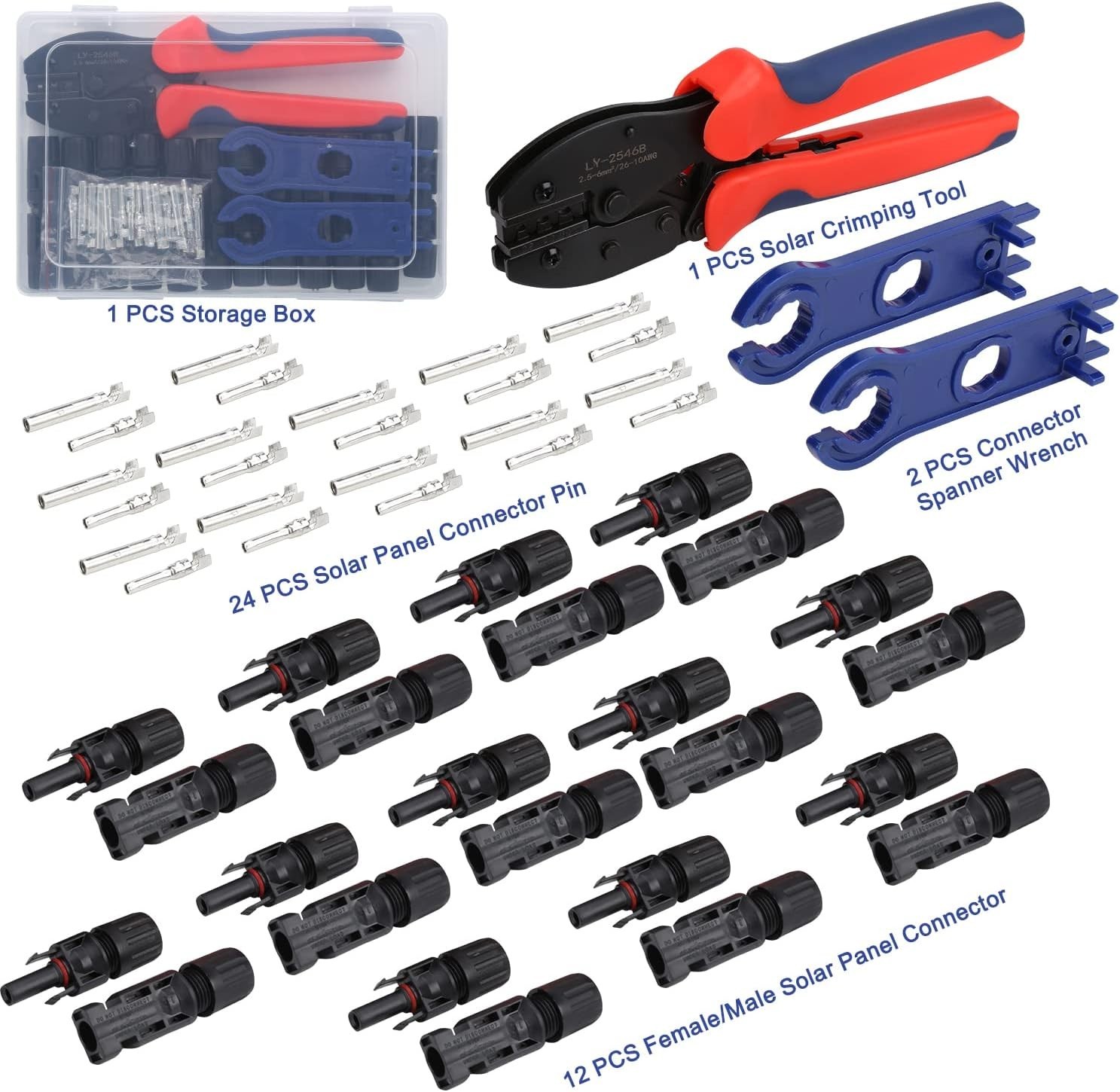 Solar Crimping Tool for Solar Panel Cable with 12 Pairs Solar Connectors