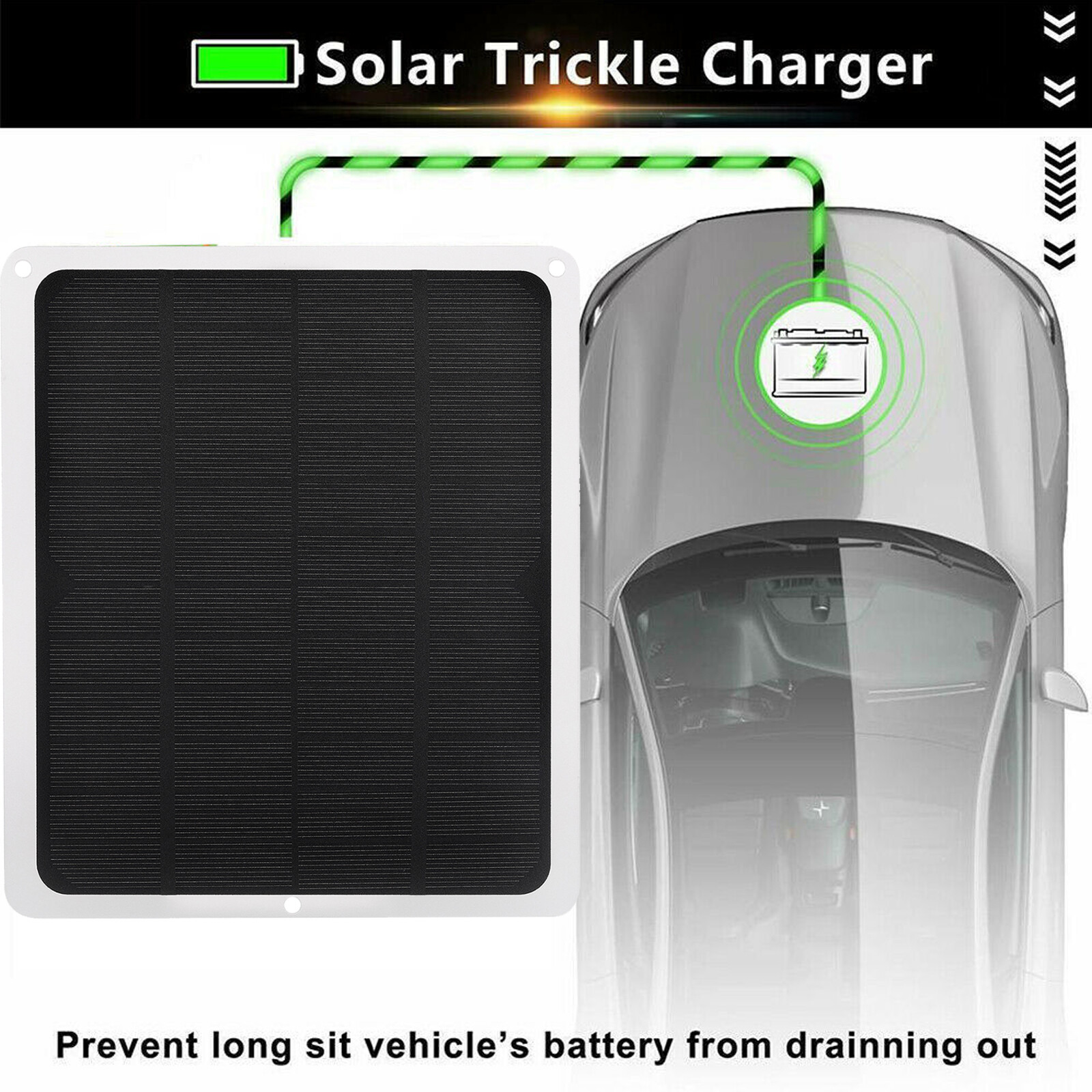 22W Solar Panel Kit 12V Trickle Charge Battery Charger Maintainer Marine RV Car