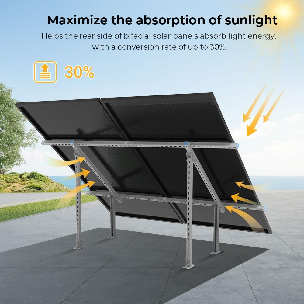 SUNGOLDPOWER Solar Panel Ground Mount Bracket,Adjustable Tilt & Expandable Solar