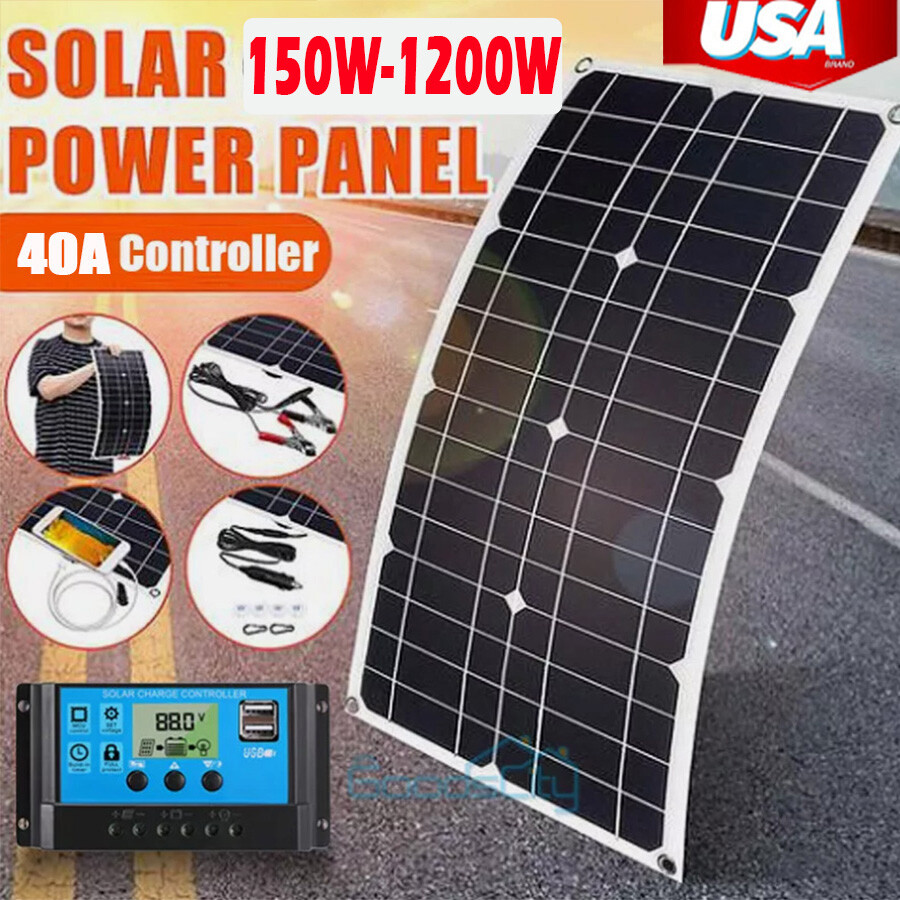 150W-1200W 12V Flexible Solar Panel Kit With Controller for RV Camping Rooftop