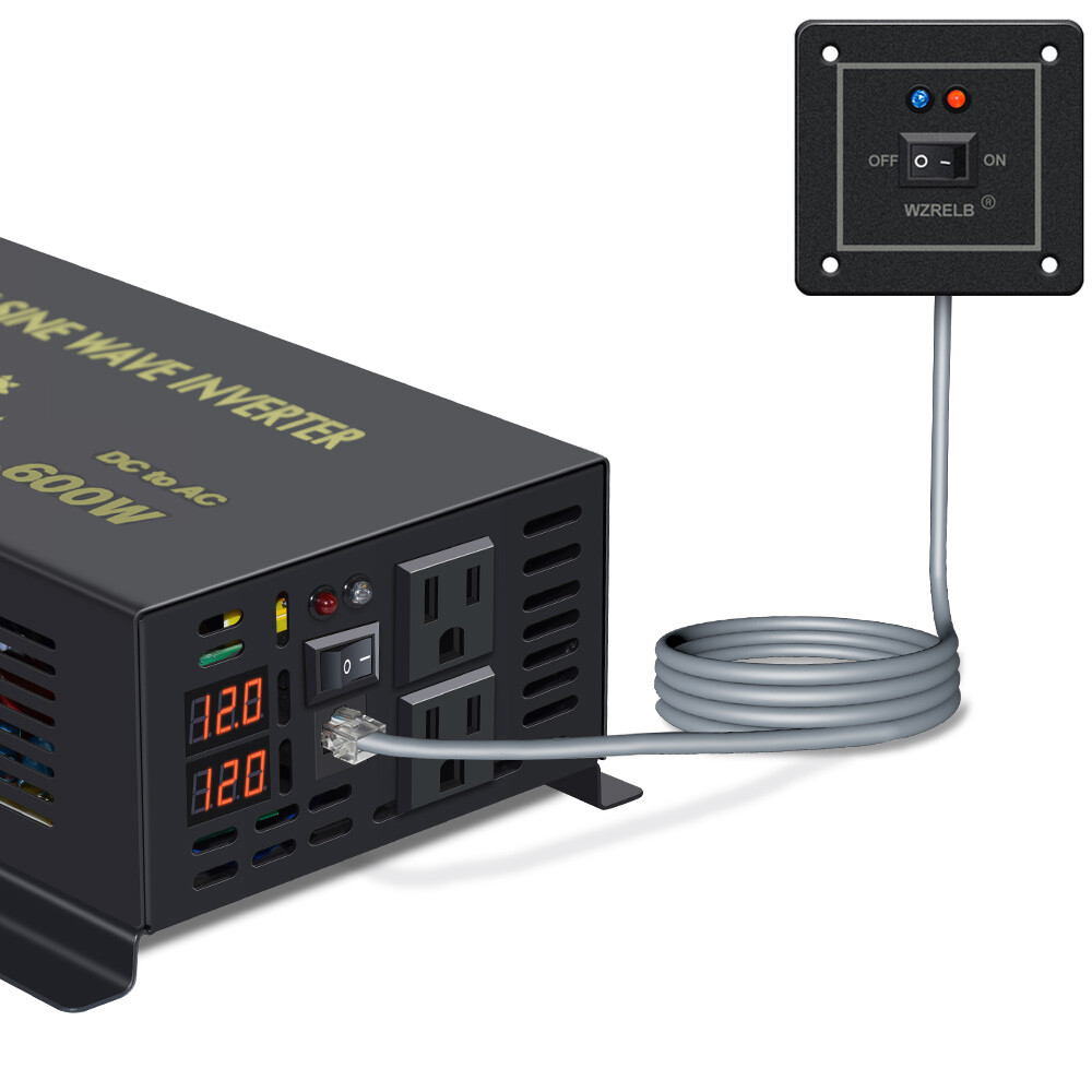 600Watt Pure Sine Wave Inverter 12V to 120V Car Home Truck Motor Camp RV Solar