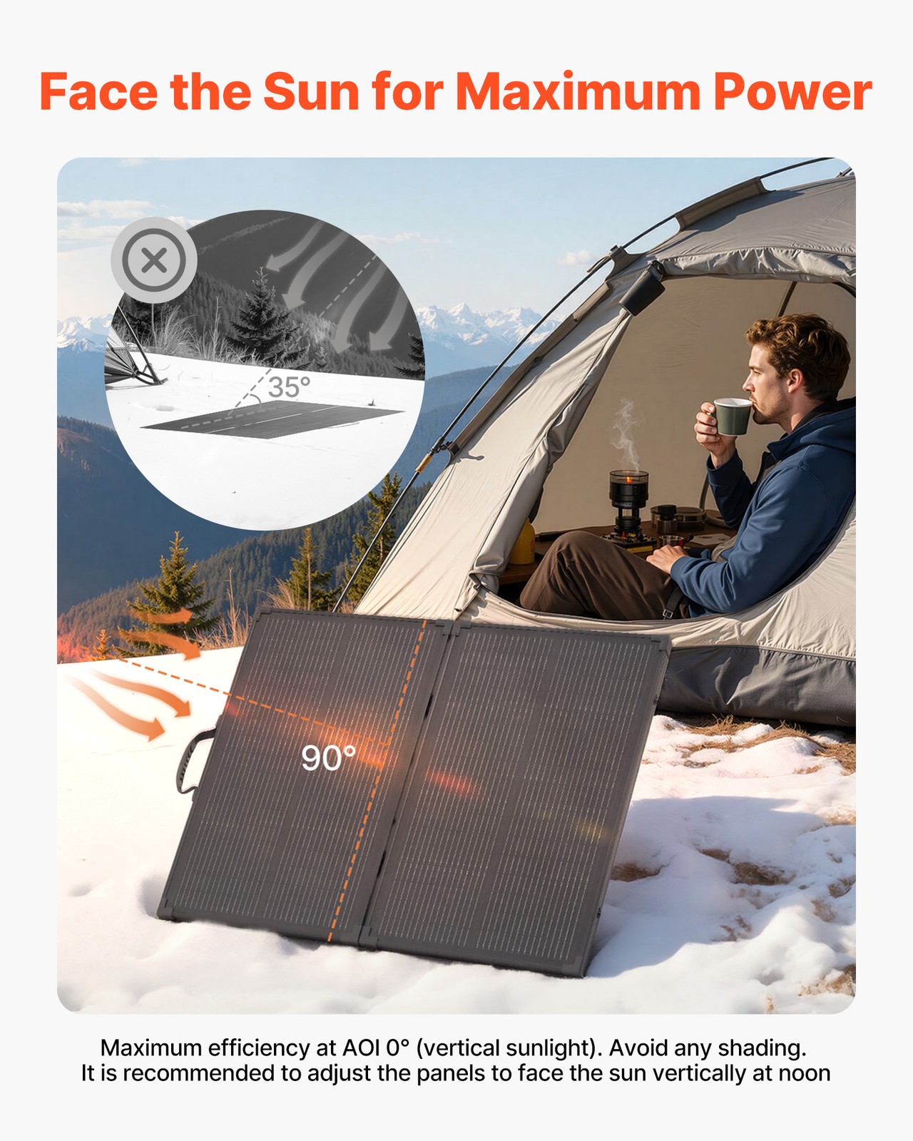 VEVOR 100W Foldable Solar Panel with 30A Controller Portable Mono Solar Panel