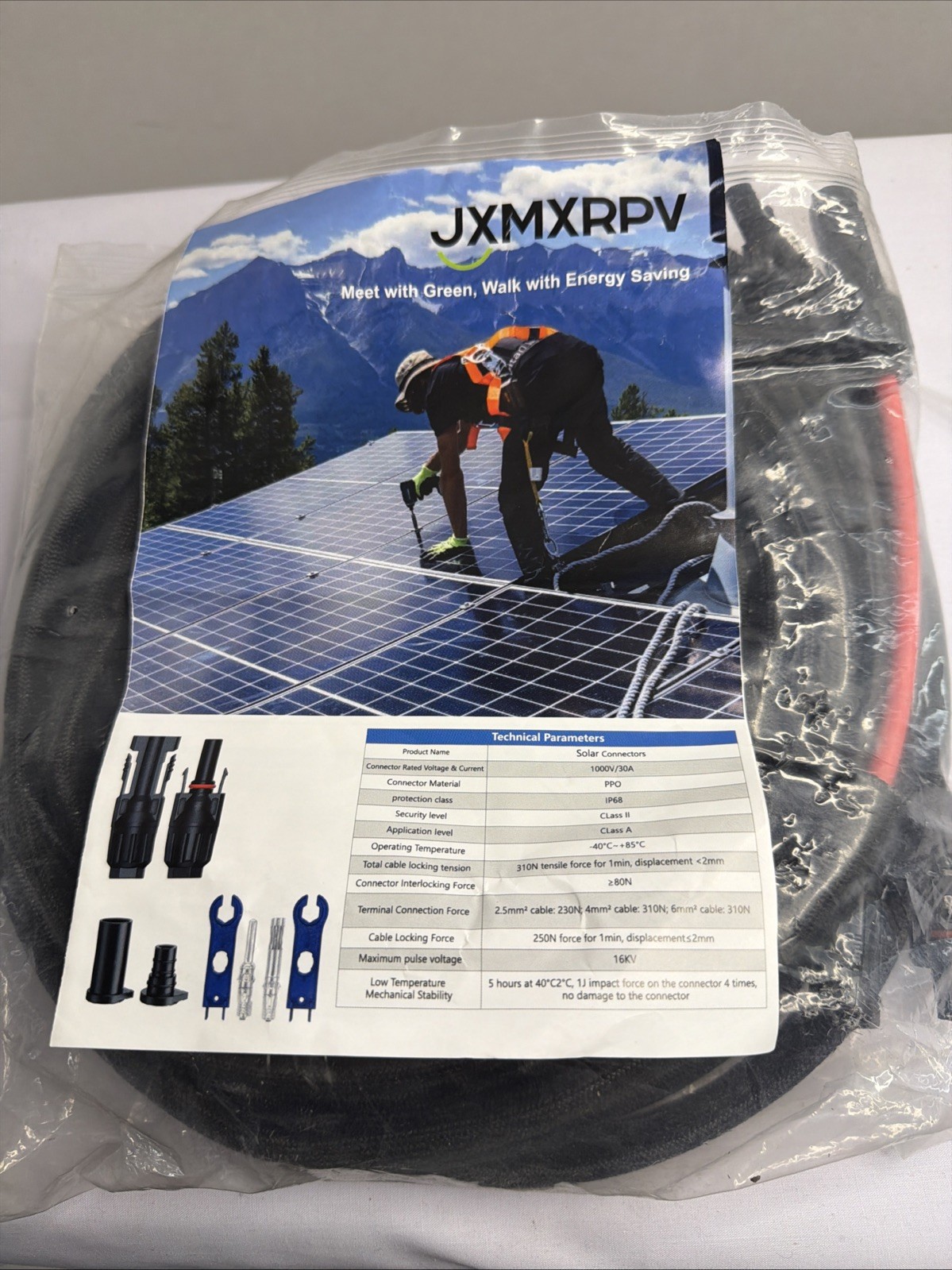 10 AWG Solar Panel Extension Cable PV Wire Solar Connectors Pair Black Red