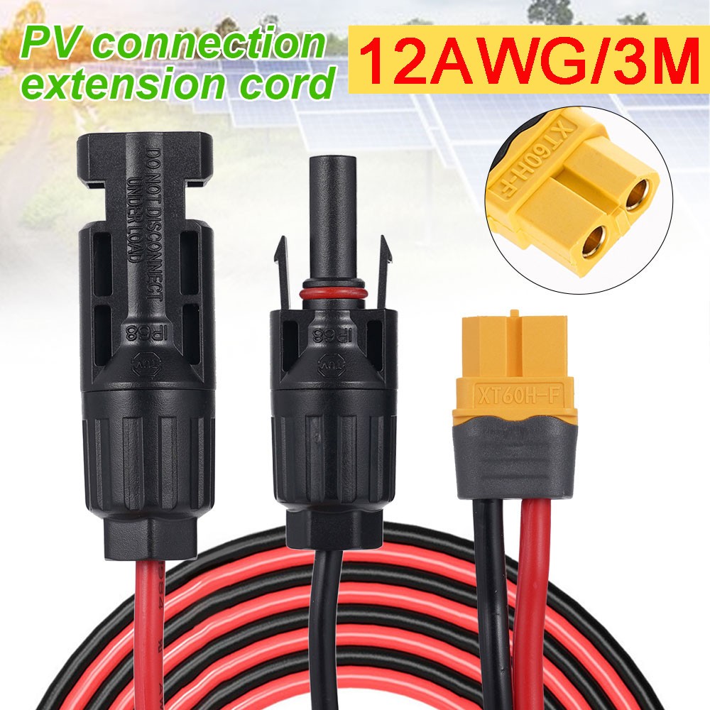 10ft Solar Panel Extension Cable Solar Connector to XT60 Adapter Charging Cable
