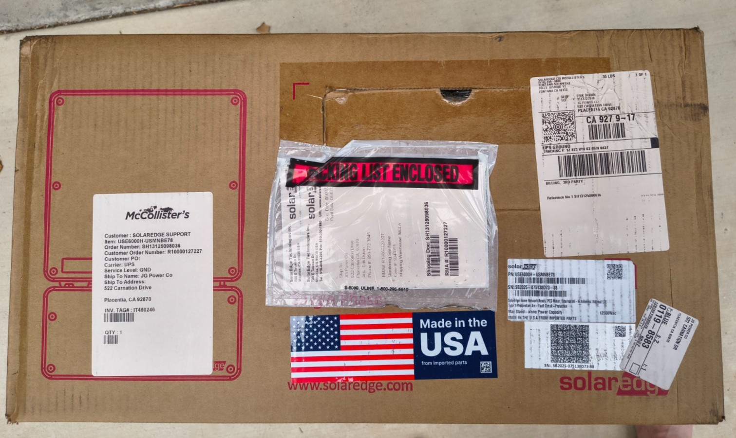 New sealed SolarEdge SE6000H-US Single Phase Home Hub Inverter with HD-Wave