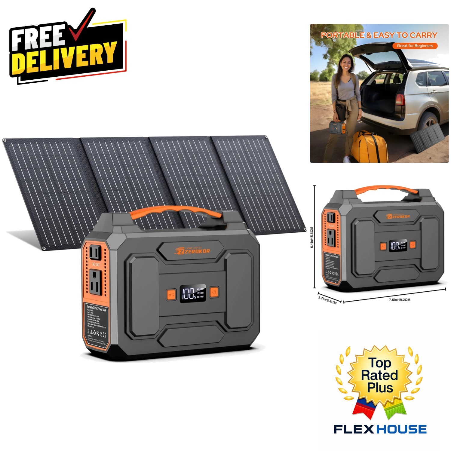 Portable 100W Power Station with 40W Solar Panel – Perfect for Camping & Outages