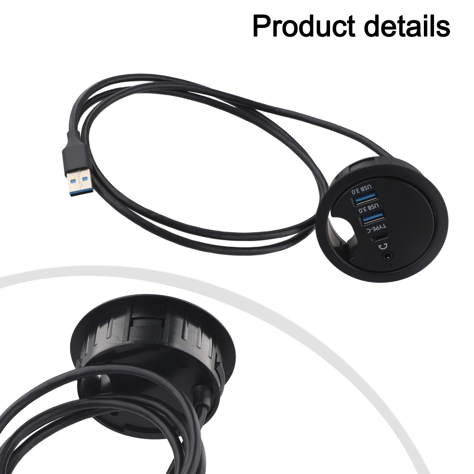Desk Grommet Audio Interface USB Hub for Easy For Desktop Connectivity