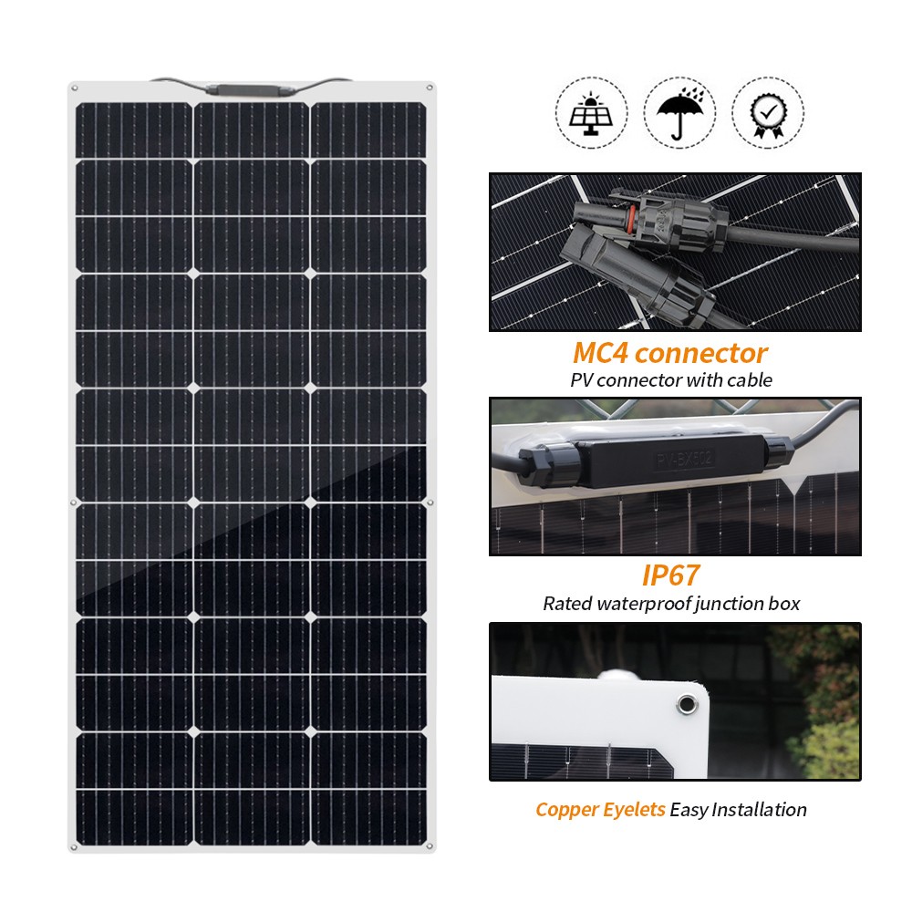 130W Watt Flexible Solar Panel 12V Charging Monocrystalline PV Modul For RV Boat
