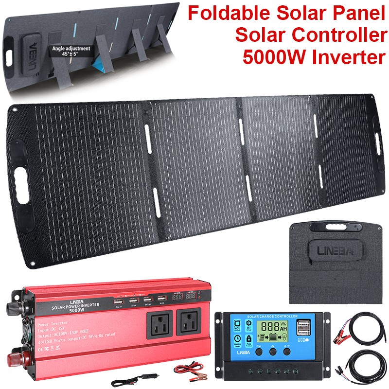 5000W SOLAR SYSTEM INVERTER & 200W SOLAR PANEL KIT CHARGER POWER STATION For RV