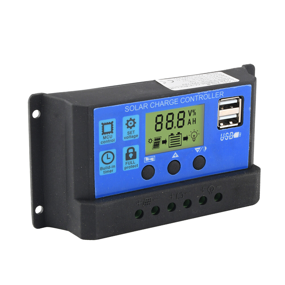 Solar Panel 12V/24V 10A-60A Battery Charge Controller LCD Regulator Dual USB New