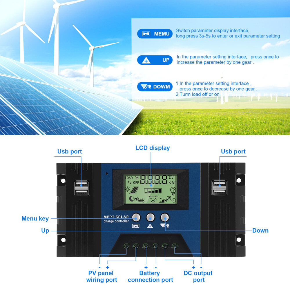 1 Set 30A High Efficiency Solar Charge Controller Solar Regulator Controller