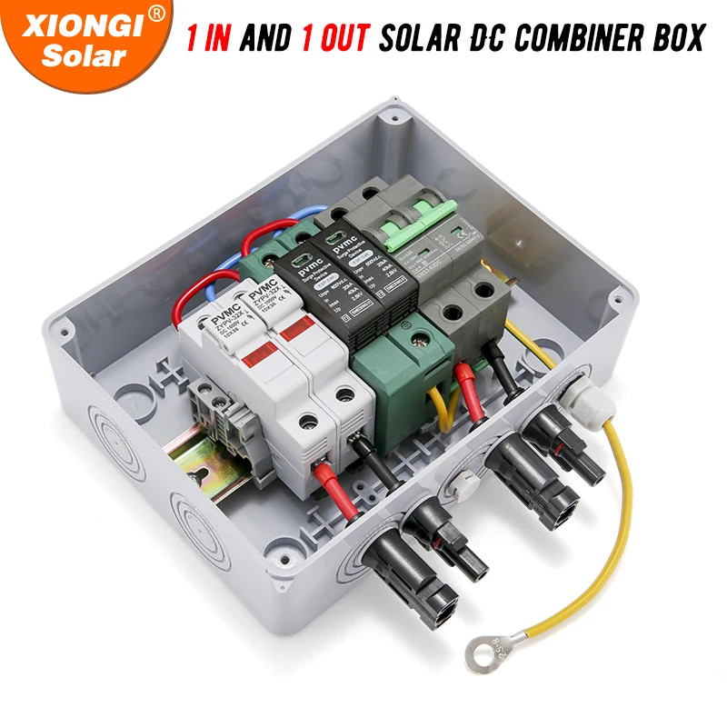 Solar photovoltaic PV Combiner Box With Lightning Protection 1 in 1 out DC 600V