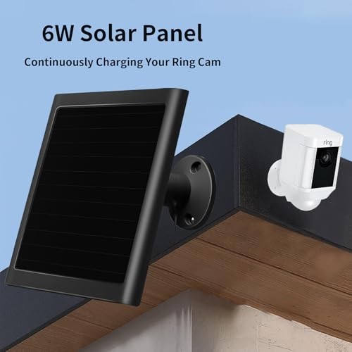 6W Solar Panel Charger for Ring Camera, Compatible with Ri ng Stick Black 1Pack