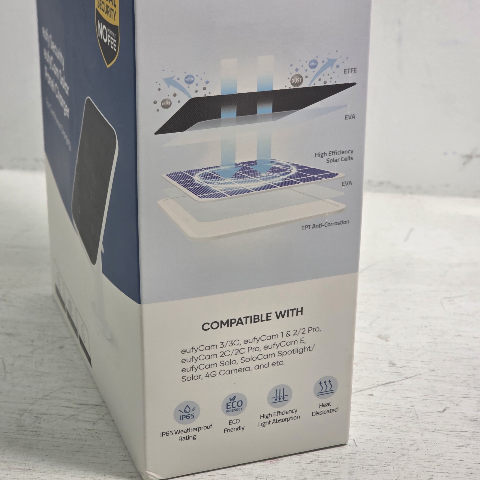 eufy Solar Panel 2.6W IP65 Weatherproof For eufyCam Outdoor Security Camera New!