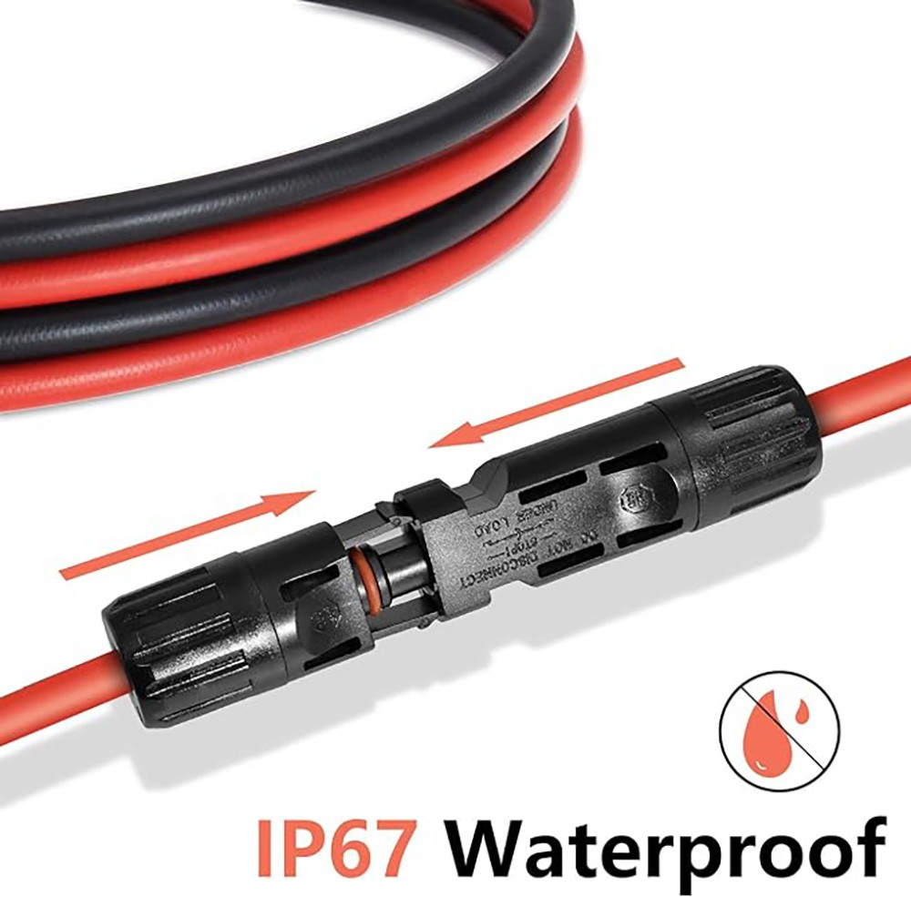 10 AWG Black Red Solar Panel Extension Cable Silicone Flexible Wire Connectors