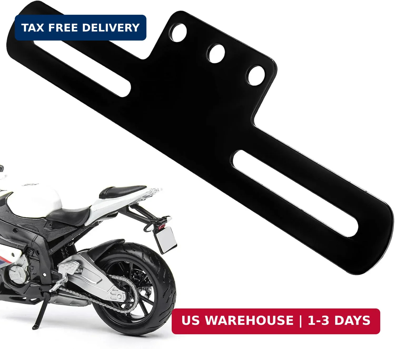 Motorcycle License Plate Holder, Heavy Duty Metal Tag Holder with Light Mount Ho