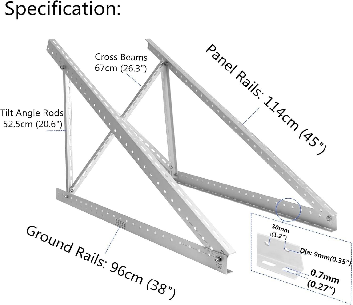2 Sets 45″ Solar Panel Mount Brackets for 100-400 Watts Solar Panel with Enhance