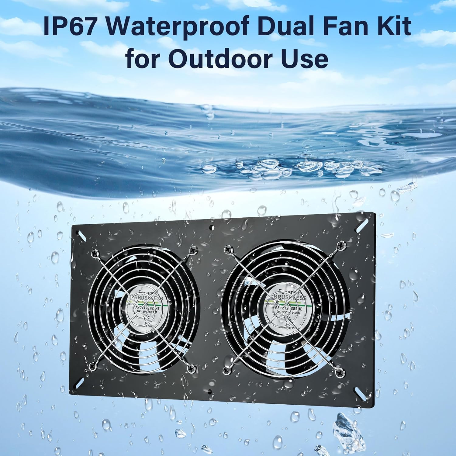 Fanspex Solar 2 Fan Kit, Waterproofed Solar Powered Fans for Outdoor Chicken Coo
