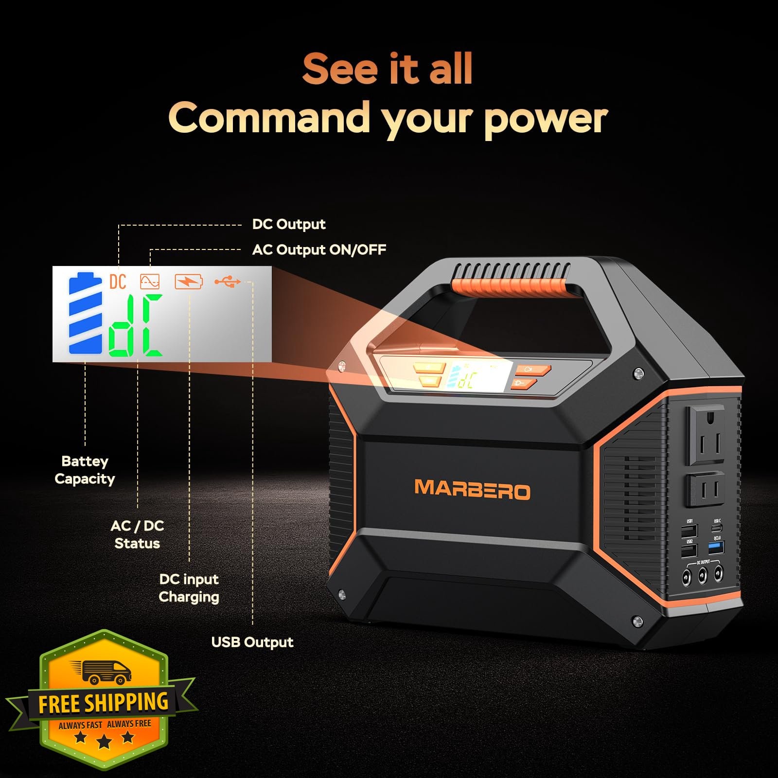 MARBERO Orange 155Wh Power Station 100W