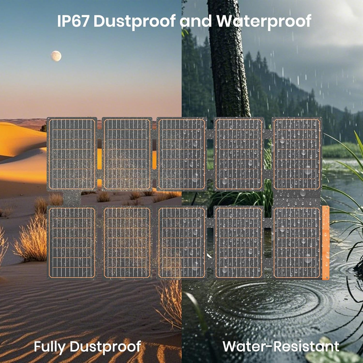 100W Portable Solar Panel – 24% High Efficiency, IP67 Waterproof, QC3.0 USB-A/US
