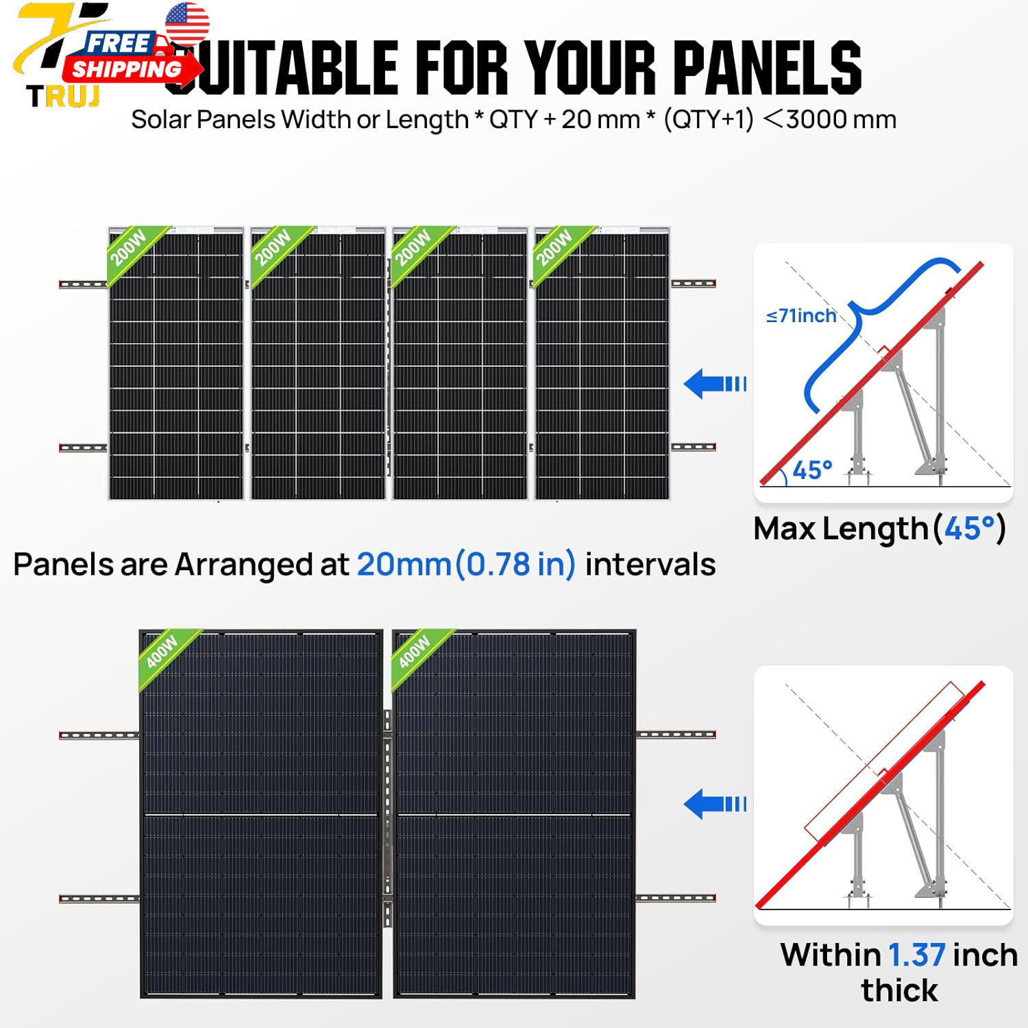 ECO WORTHY Upgraded Solar Ground Mount Adjustable Multi-Pieces Solar Panel Mount