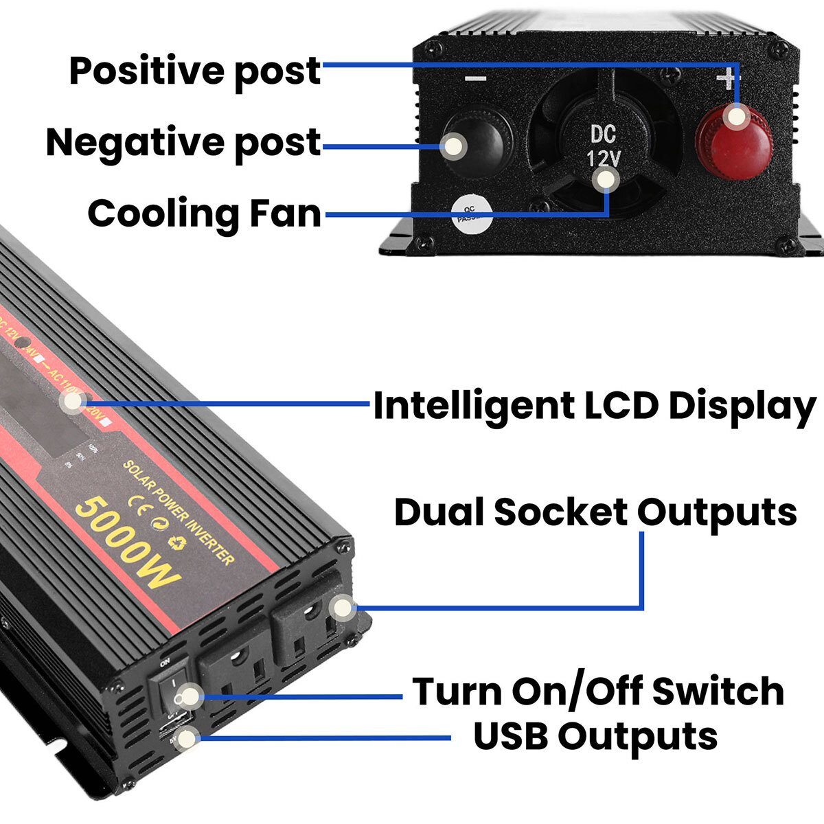 Complete Solar Panel Kit 5000W Inverter & Controller Home 110V Off Grid System