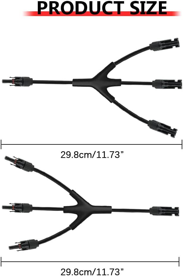 1 Pair Solar Y Branch Connectors 1 to 3 Connector Parallel Panel Cable Wire Plug