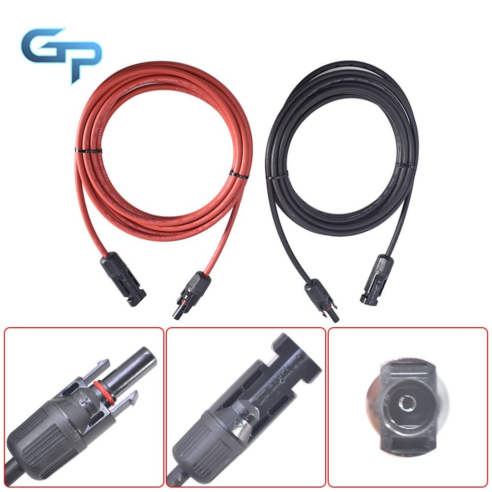 New Solar Panel Extension Cable Wire Connector 12AWG 1 Pair 10ft Black and Red