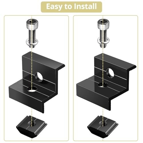 10pcs Solar Panel End Clamps & Z Brackets Kit, Aluminum Mounting Hardware, PV In