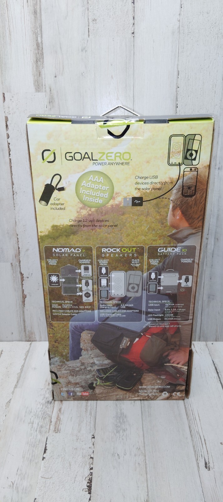 Goal Zero Guide 10 Adventure Kit Portable Phone Charging Solar Panel & Speaker