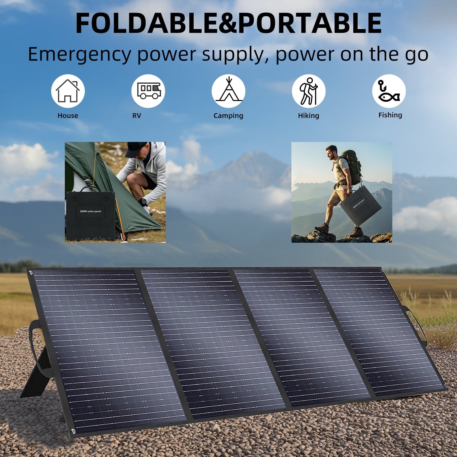 2PCS Foldable 200W Solar Panel ETFE-Coated & Monocrystalline Power Backup