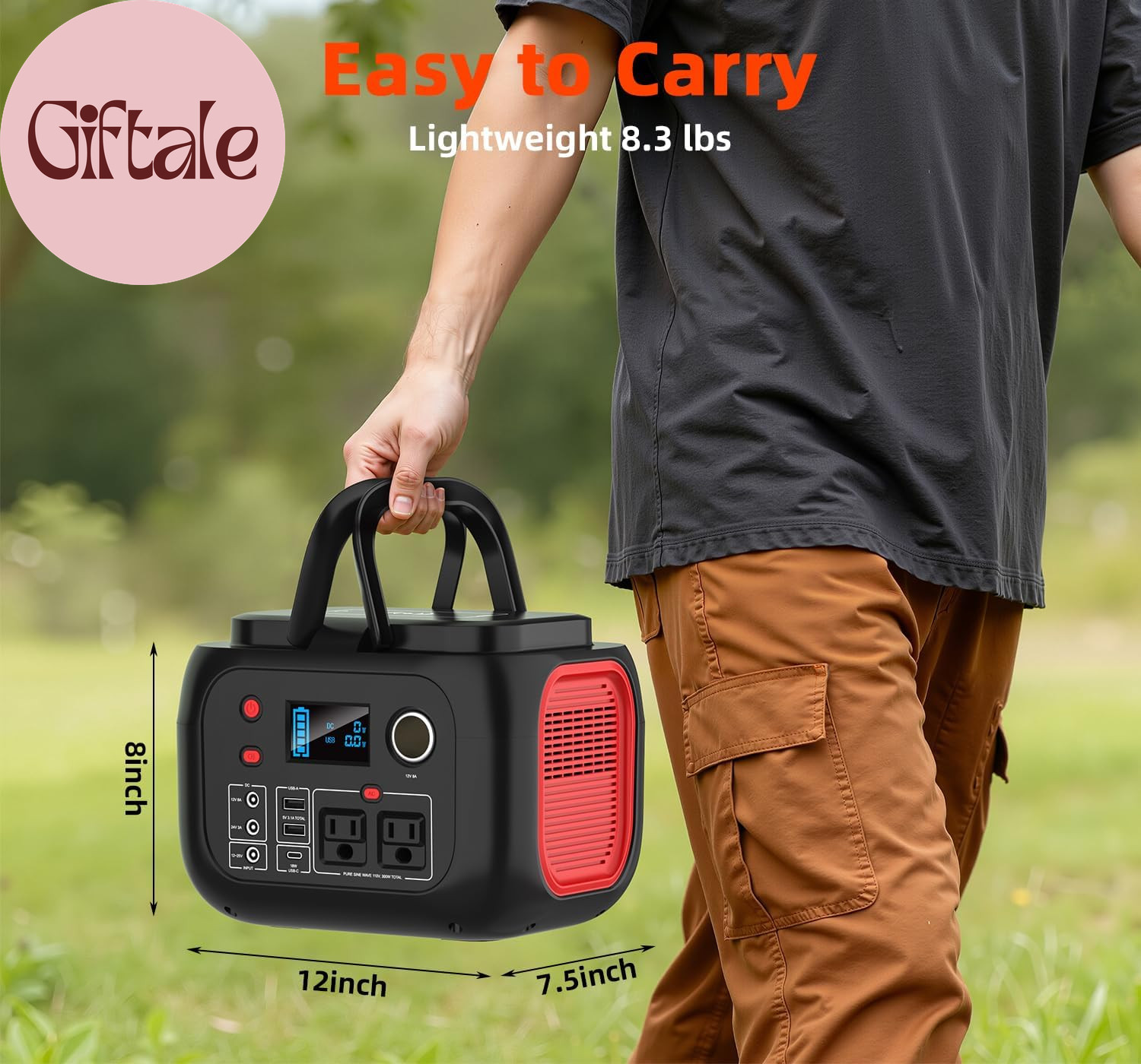 Portable Power Station 300W, 228Wh Solar Generator with 110V Pure Sine Wave AC O