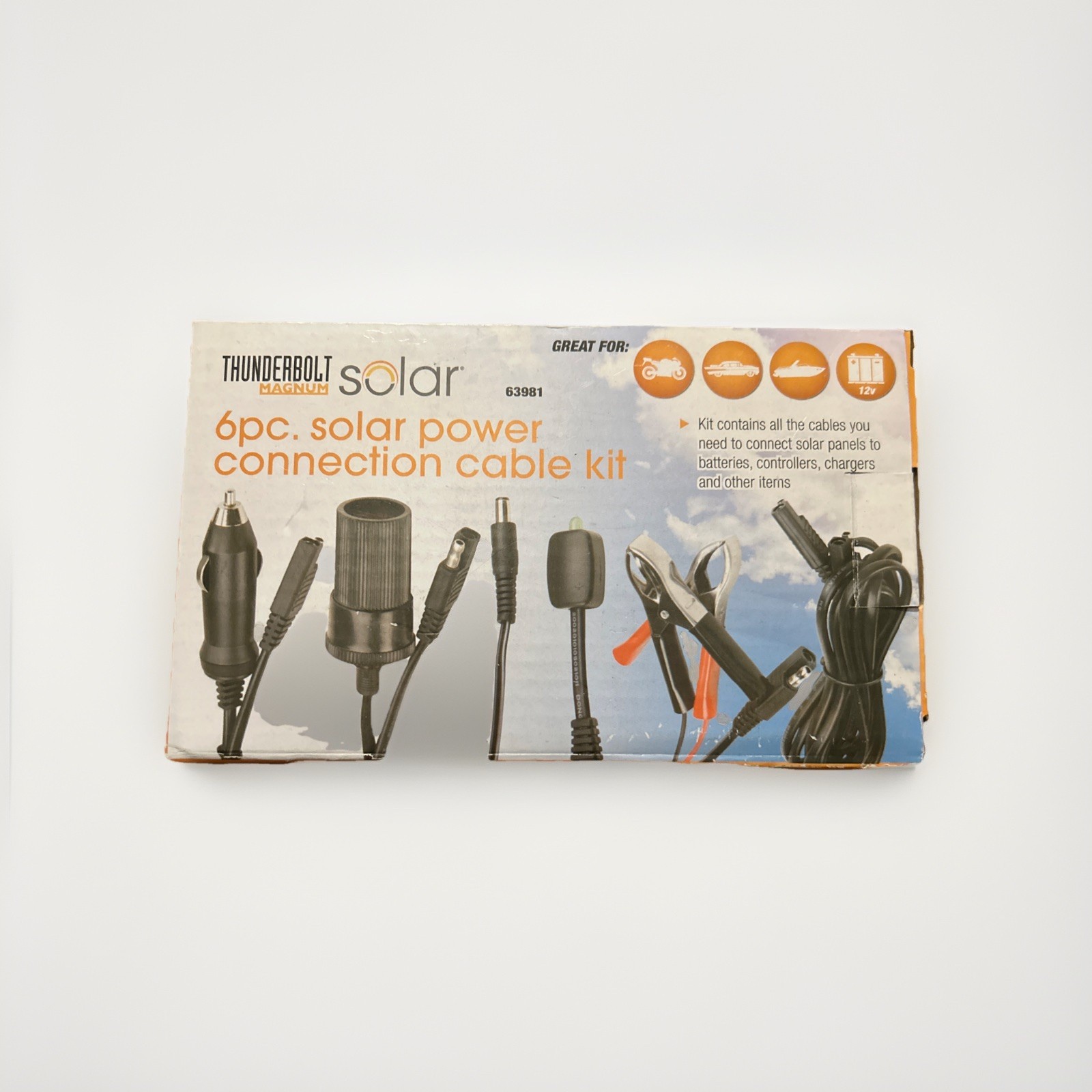 THUNDERBOLT MAGNUM 6PC SOLAR PANEL POWER CONNECTION CABLE KIT 12 VOLT 63981 PORT