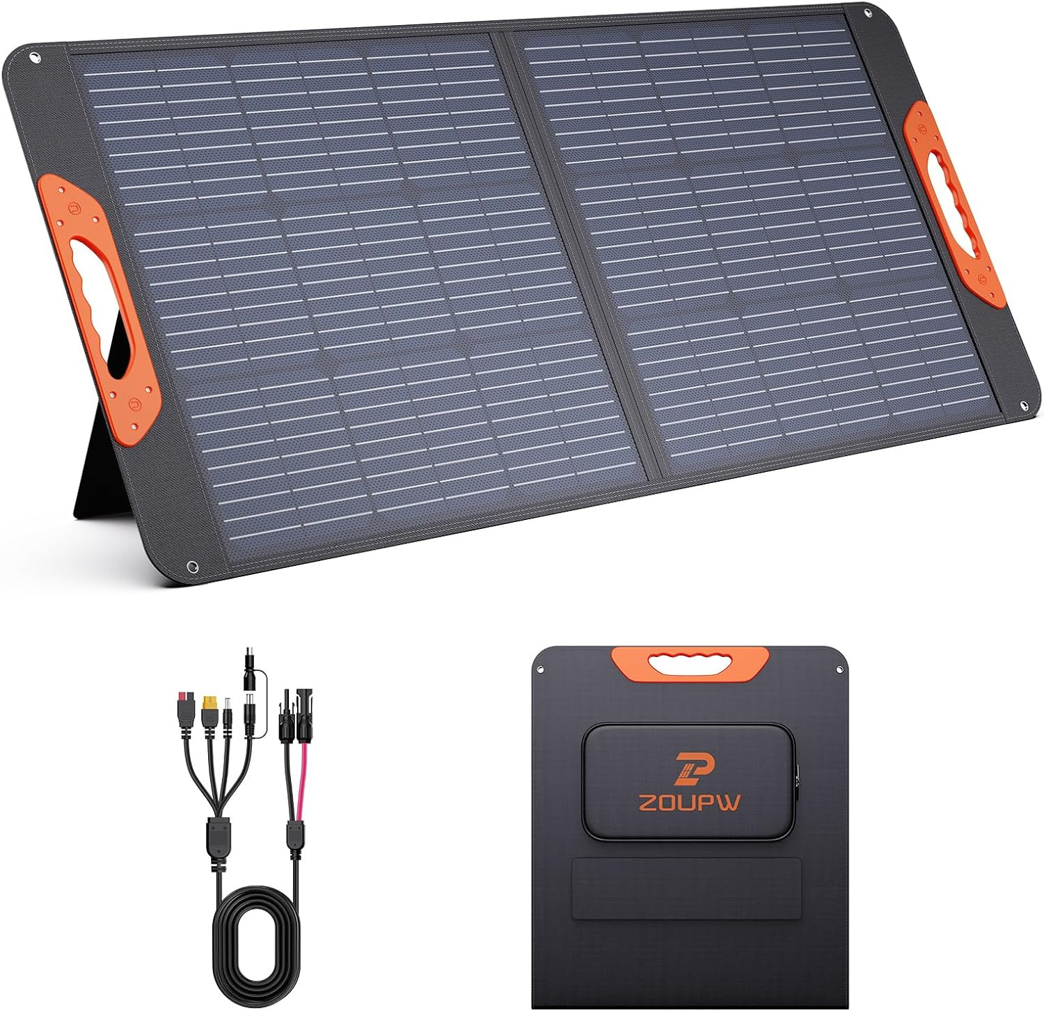 100W Portable Solar Panel with 5-In-1 Cable,23.5% Efficiency Mono Foldable Solar