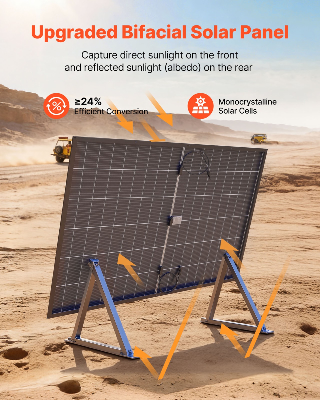 VEVOR 2PCS 400W Bifacial Solar Panels 24% Efficiency Monocrystalline PV Module