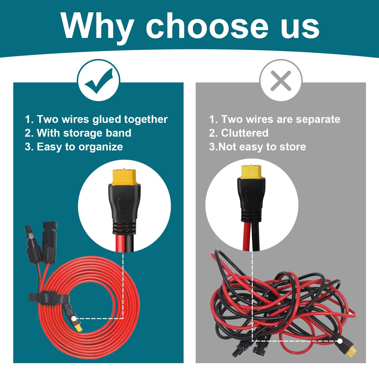 MENTBERY XT60 Connector, Solar to XT60 Extension Charging Cable 2FT, Solar to…