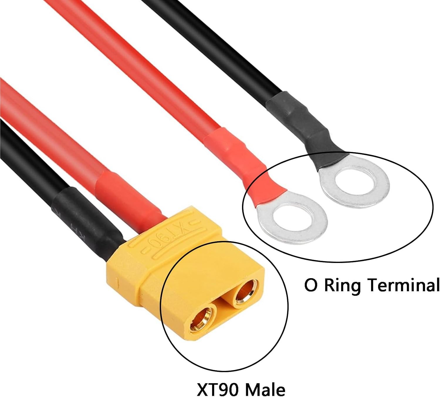 1pc XT90 to O Ring Terminal Cable with 1M 10AWG Silicon Wire XT90 Female to O