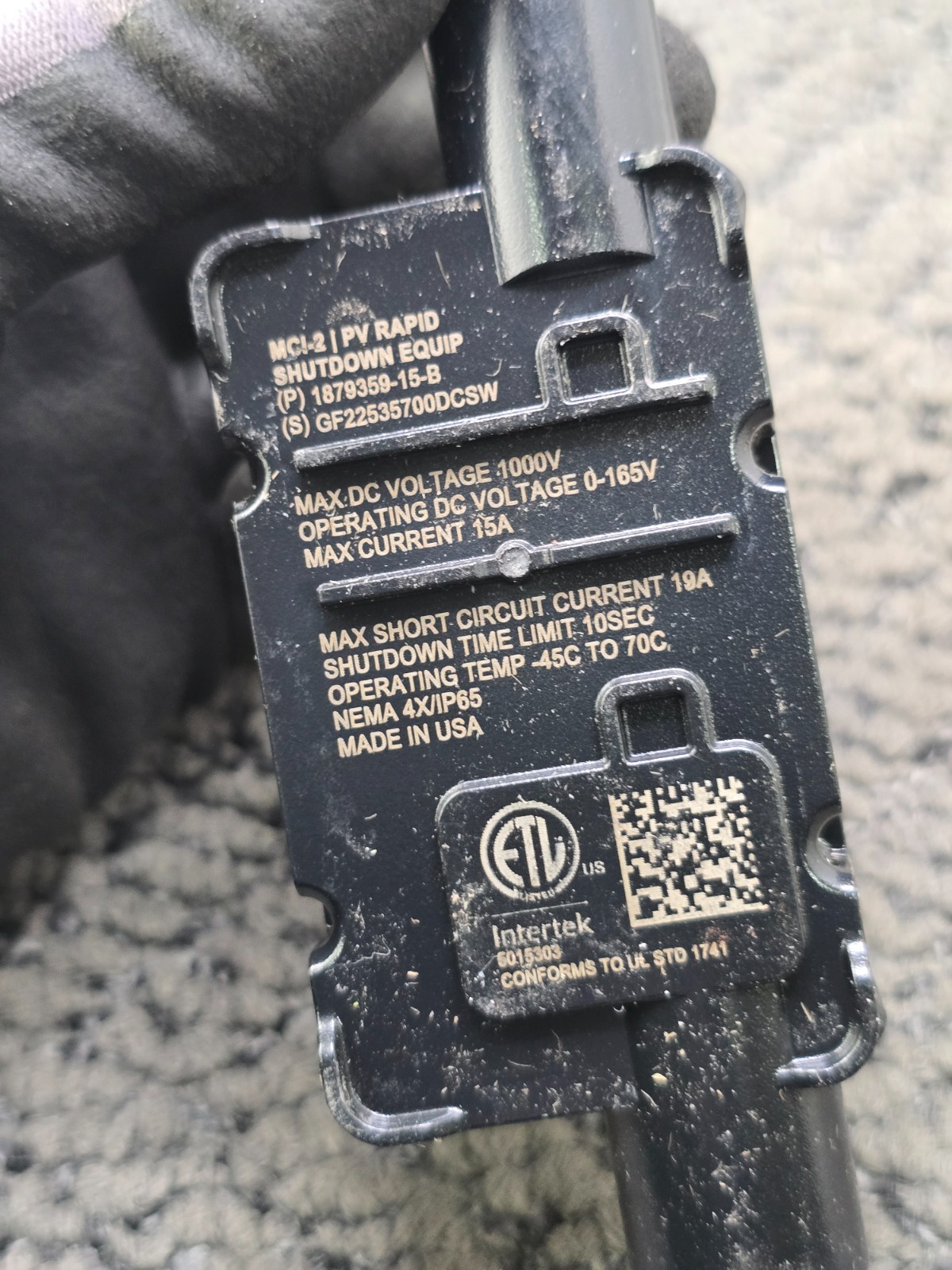 Tesla 1879359-15-B 0-165V 15A Mid-Circuit Interrupter MCI-2 PV Rapid Shutdown