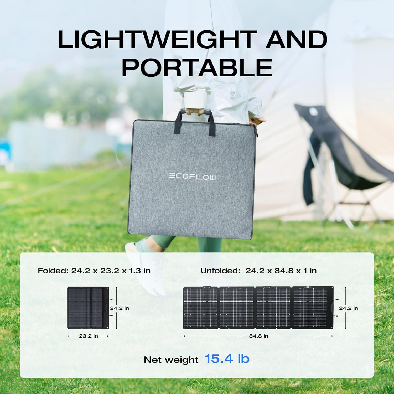 EF ECOFLOW 220W Portable Solar Panel, Bifacial Design up to 25% Conversion Effic