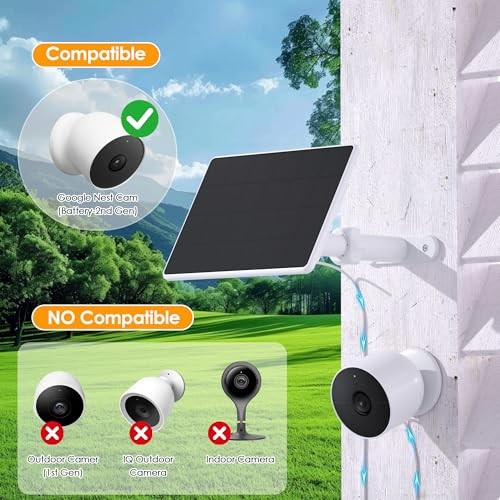 Solar Panel for Google Nest Camera,6W Solar Power Charger for Google 6W 1Pack
