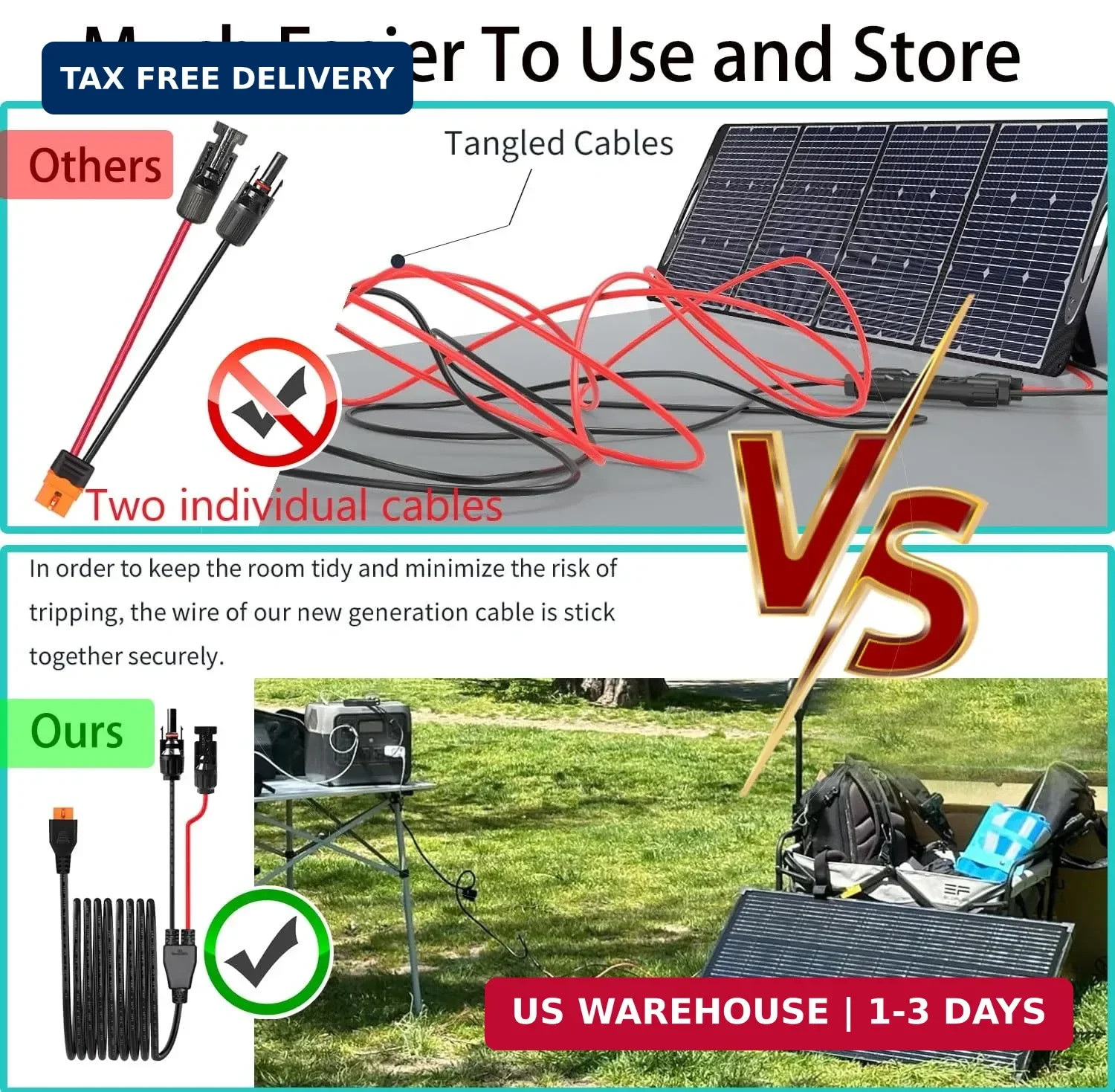16.5Ft Solar to XT60i Extension Cable Compatible with EF Ecoflow Delta/River Ser